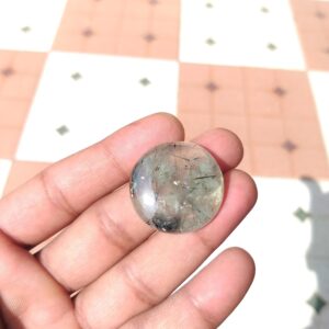 Natural Prehnite Gemstone Cabochon : 56 Carat Jewelry Stone (29x7 mm)