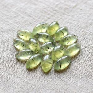 Natural Prehnite Marquise Shape Cabochon  AAA+ Green Prehnite Smooth Marquise Flat Back Calibrated Wholesale Gemstones  All Sizes Available