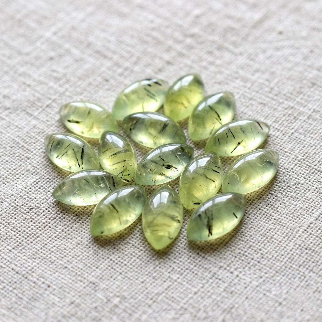 Natural Prehnite Marquise Shape Cabochon Aaa+ Green Prehnite Smooth Marquise Flat Back Calibrated Wholesale Gemstones All Sizes Available