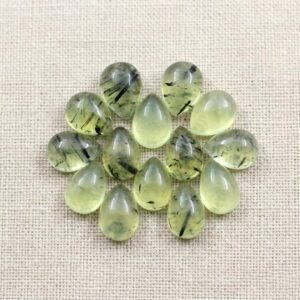 Natural Prehnite Pear Shape Cabochon Gemstones, Wholesale Flat Back Teardrop Cut
