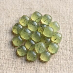 Natural Prehnite Square Shape Cabochon AAA+ Green Prehnite Smooth Cushion Calibrated Gemstone For Jewelry Making  All Sizes Available 3-25mm