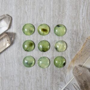 Round Prehnite Cabochon Stone - 15mm Polished Gemstone Round Prehnite Cabochon Stone - 15mm Polished Gemstone