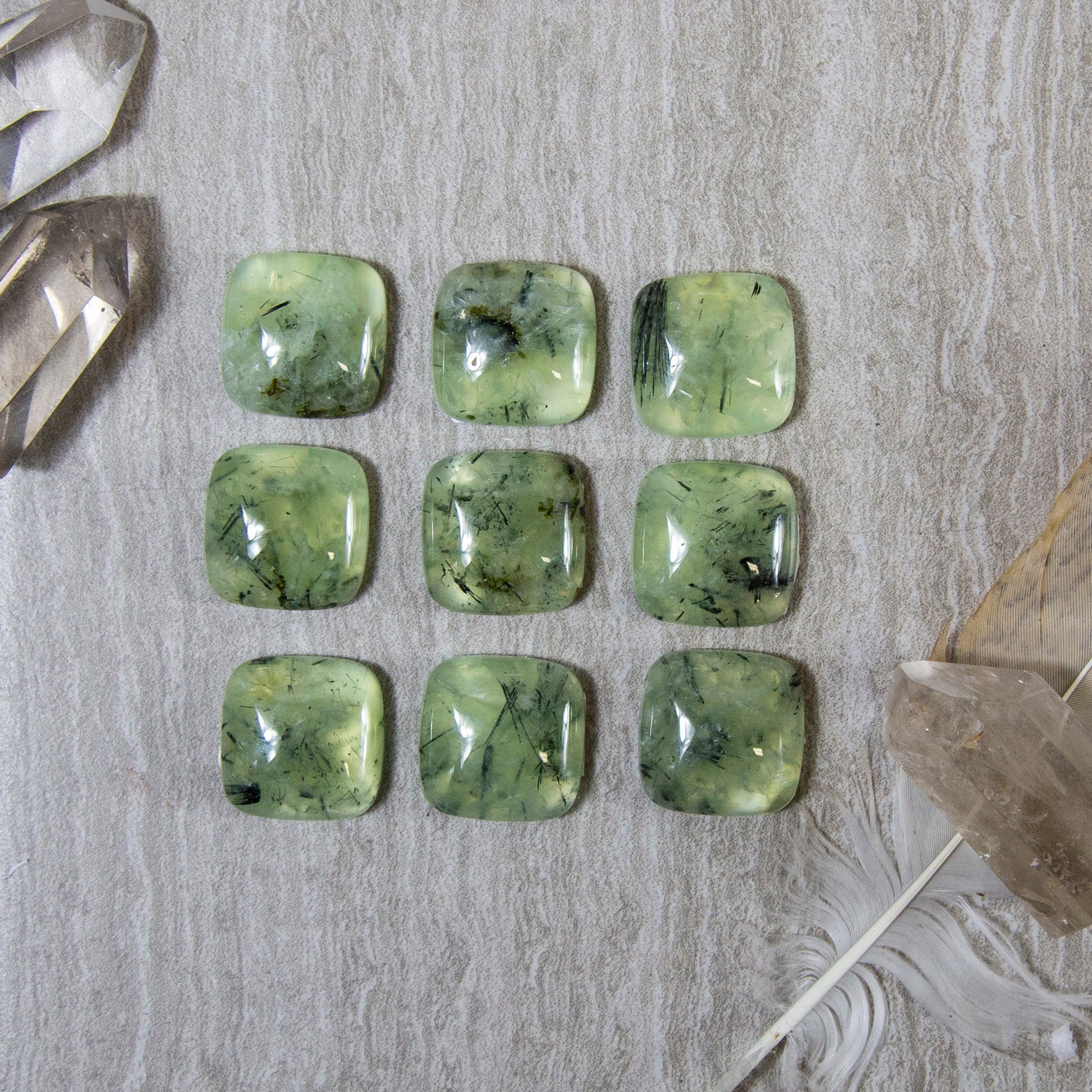 Square Prehnite Crystal Cabochon Stone - 20mm