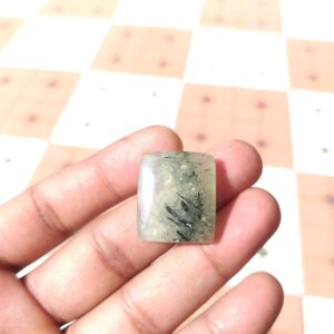Prehnite Stone Cabochon : Baguette Shap Jewelry Stone - 40 Carat (24x21x6 Mm)