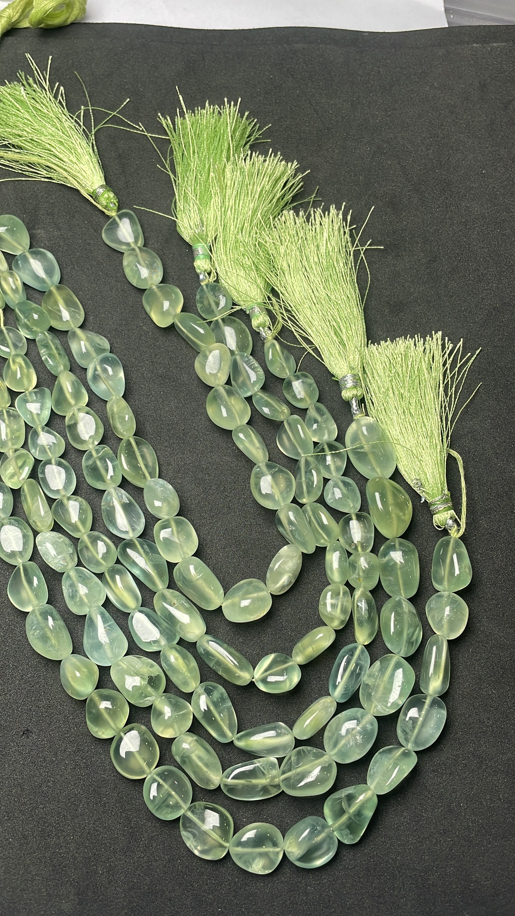 10 Inches High Quality Green Prehnite Smooth Nuggets Beads Strand  8-10 Mm Natural Prehnite Gemstone Beads An Amazing Item