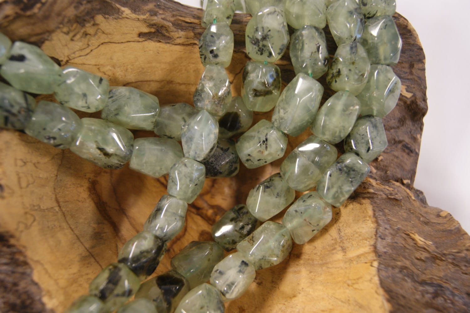 Prehnite 12-18mm Nugget Shaped Gemstone Bead - 15.5 Inch Strand