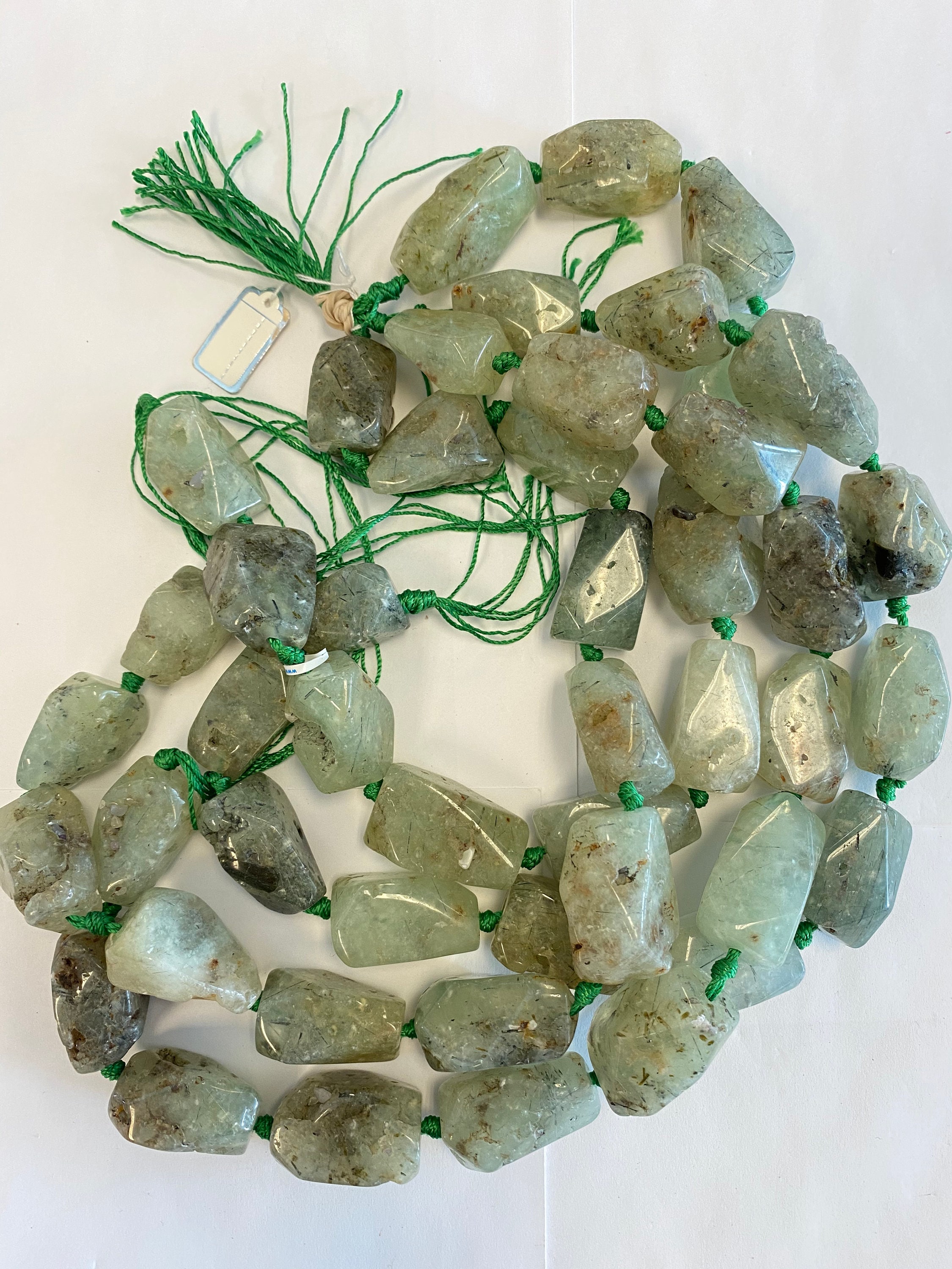 Prehnite 15-30mm Nugget Gemstone Beads -- 15.5 Inch Strand