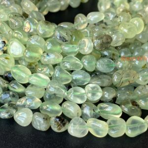 15.5" 6~8mm Natural Green Prehnite Pebbles Beads, Potato Beads, Small Nugget Beads Yglf