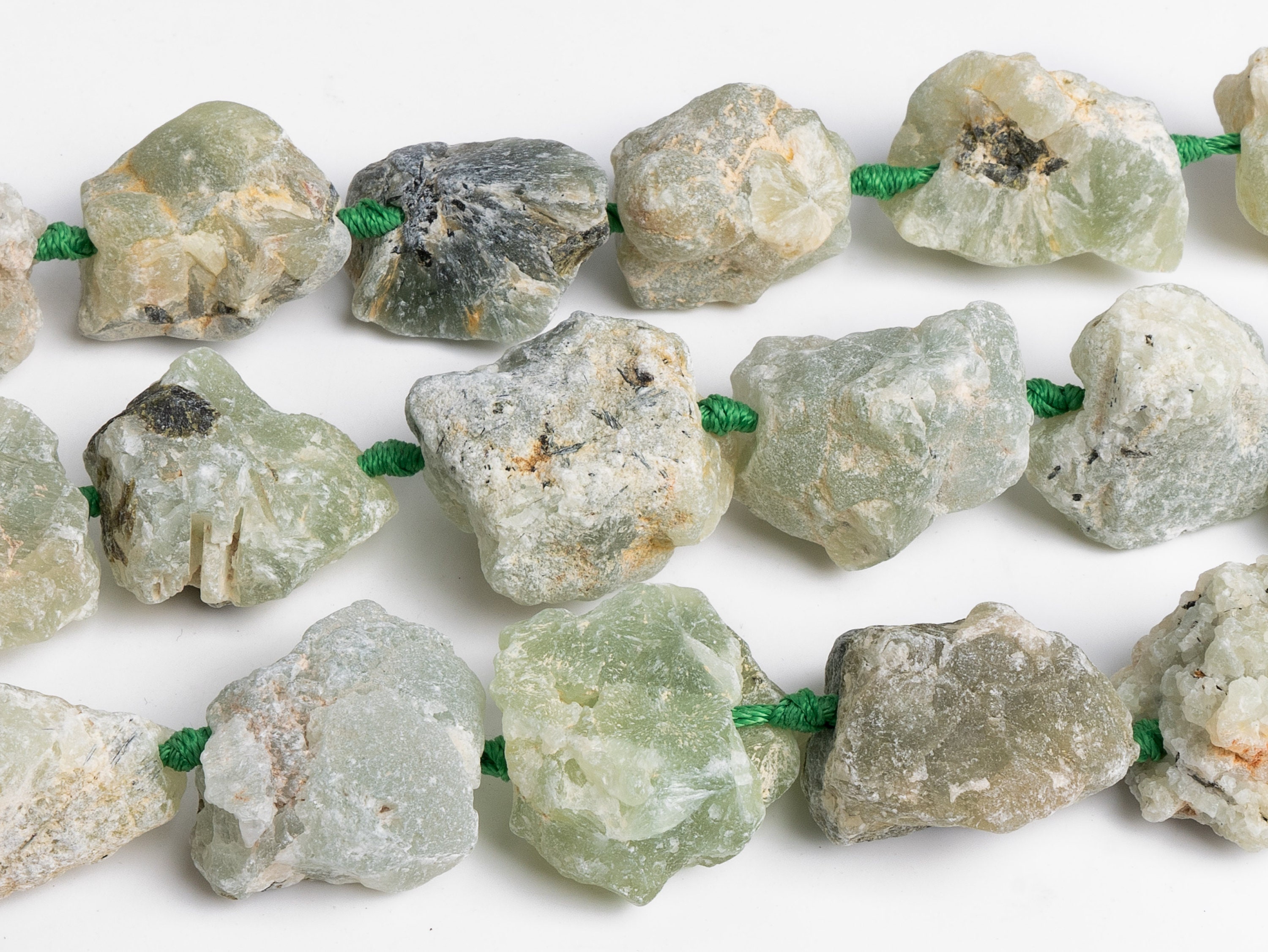 16x25mm-24x30mm Faint Green Raw Prehnite Stone Grade Aaa Genuine Natural Gemstone Full Strand Free Form Chunks Loose Beads 15" (125955-1260)