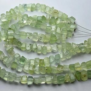 7 Inch Strand,Natural Prehnite Faceted Fancy Nuggets  Shape Size 7-6mm