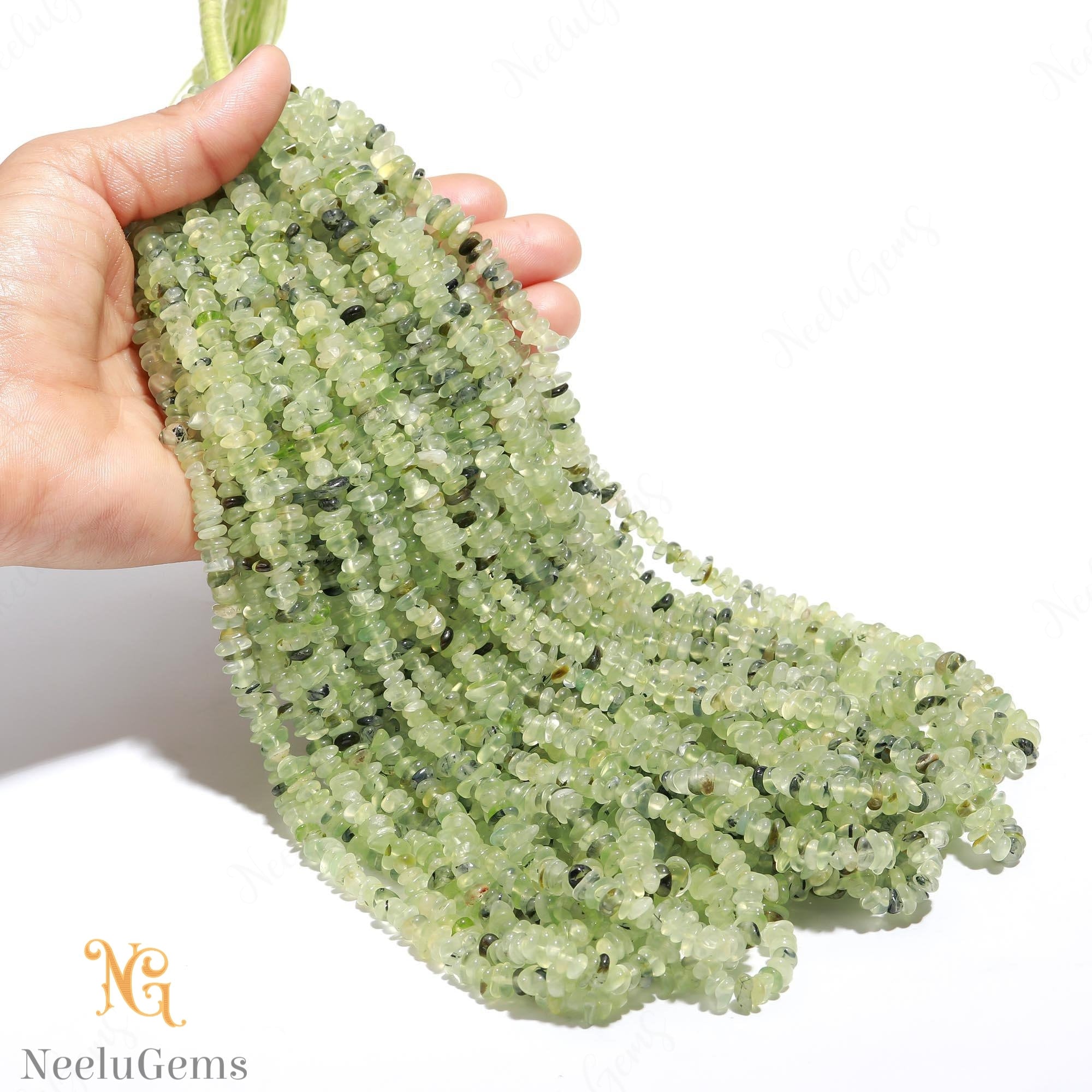 Aaa+ Green Prehnite Smooth Flat Nugget Beads,natural Prehnite Tiny Nugget Beads,18" Sumbrine Nuggets Gemstone Beads For Handmade Jewelry