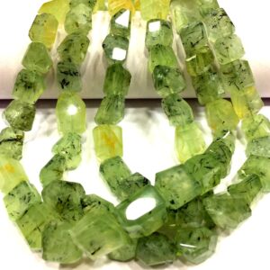 AAA Quality~Natural Prehnite Faceted Nuggets Beads Great Luster Nuggets Beads Prehnite Gemstone Beads Wholesale Prehnite Strand Beads.