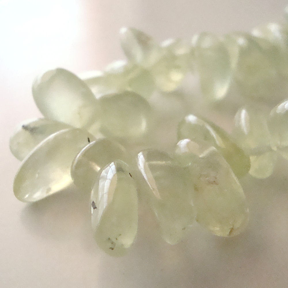 Prehnite Beads 15 X 10mm Celadon Green Smooth Top Side Drilled Nuggets - 8 Pieces