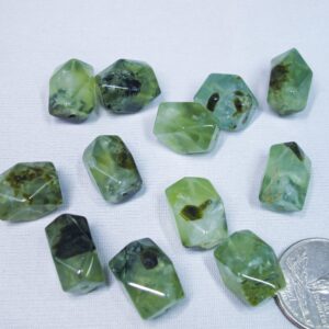 Prehnite faceted nuggets 12x16mm. Natural prehnite gemstone beads. Genuine Healing stone beads. DIY loose beads