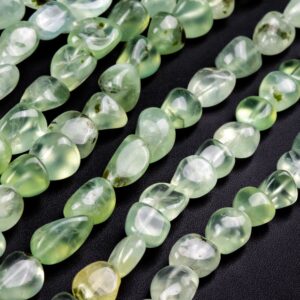 Genuine Natural Prehnite Gemstone Beads 6-10MM Green Pebble Nugget AA Quality Loose Beads (108049)