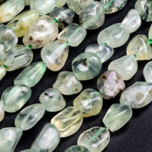 Genuine Natural Prehnite Gemstone Beads 7-9MM Light Green Pebble Nugget A Quality Loose Beads (108417)