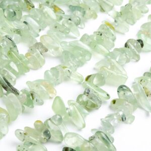Genuine Natural Prehnite Gemstone Beads 4-10MM Light Green Pebble Chips AAA Quality Loose Beads (108395)
