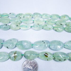 Green prehnite smooth nuggets. Natural prehnite nuggets. Healing stone beads 16'' Vintage stock from 2000'