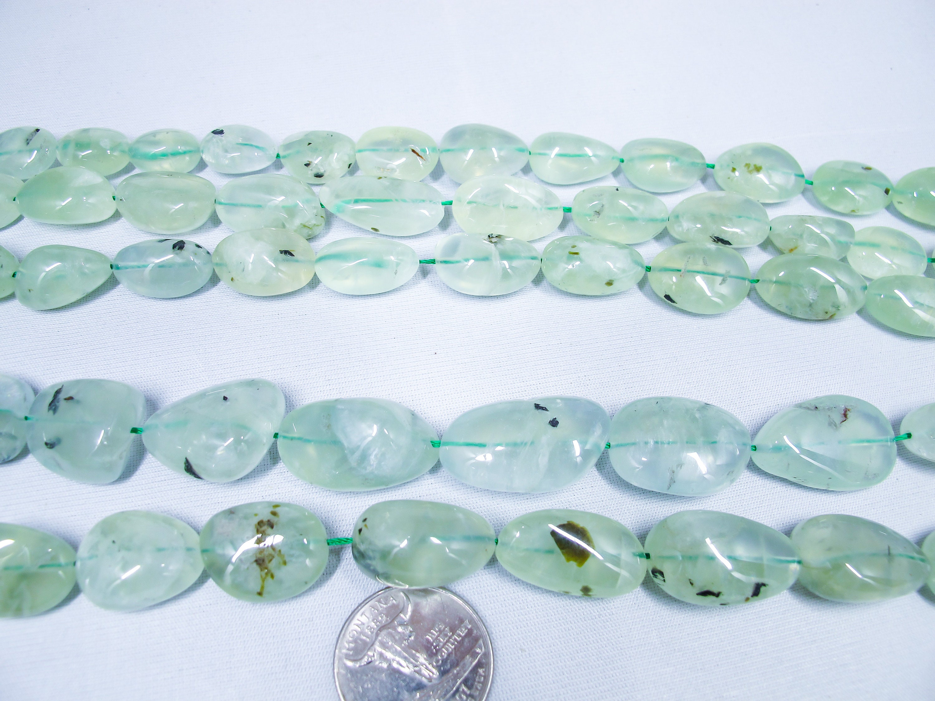 Green Prehnite Smooth Nuggets. Natural Prehnite Nuggets. Healing Stone Beads 16'' Vintage Stock From 2000'