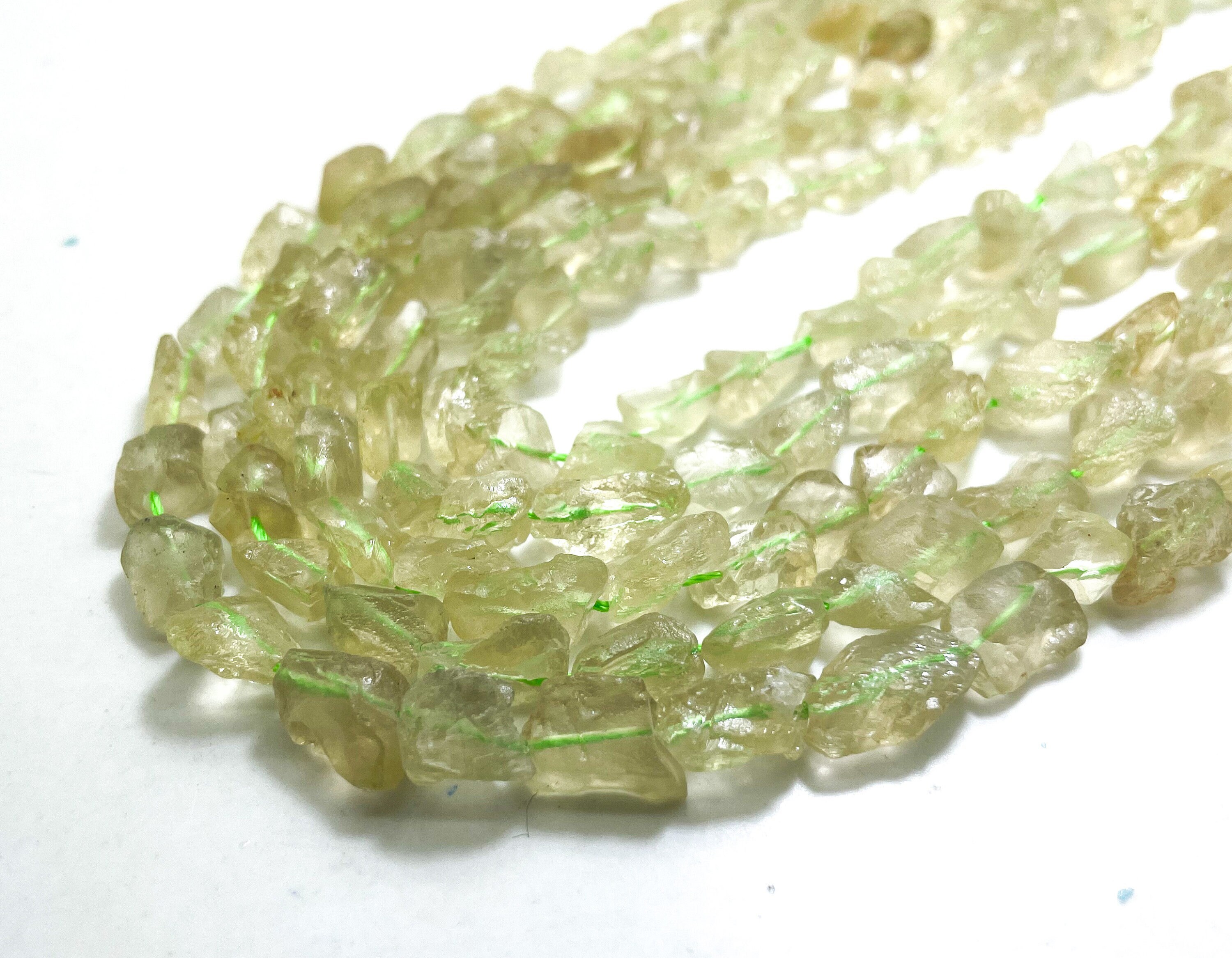 Natural Prehnite Beads, Green Prehnite Rough Nugget Pebble Chunks Gemstone Beads - Pgs151