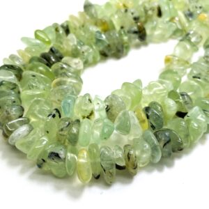 Natural Prehnite Beads, Green Prehnite Flat Chips Nugget Pebble Assorted Size Gemstone Beads - Pg80