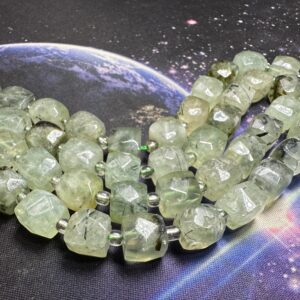Natural faceted Jewel Gem faceted Prehnite 3d cube 10mm - 1mm hole nugget beads CHOOSE quantity