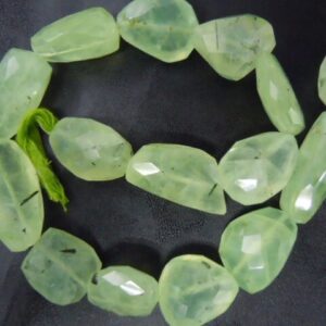 Natural Faceted Prehnite Nugget Beads: 14 Inch Strand