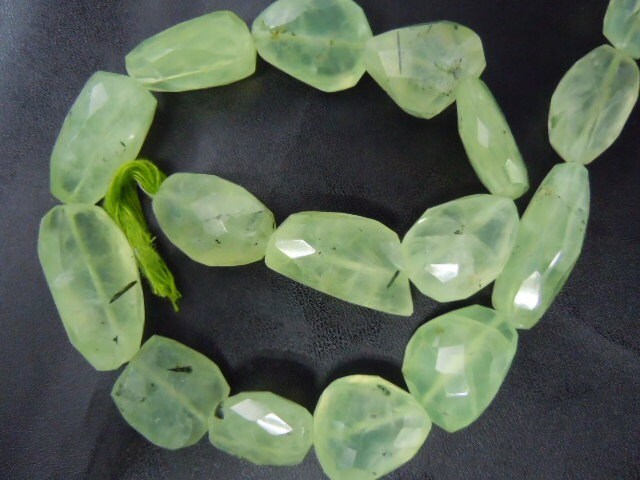 Natural Faceted Prehnite Nugget Beads: 14 Inch Strand Natural Faceted Prehnite Nugget Beads: 14 Inch Strand