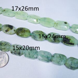 Natural prehnite faceted nugget beads. Green gemstone beads 20-25mm. Healing stone beads
