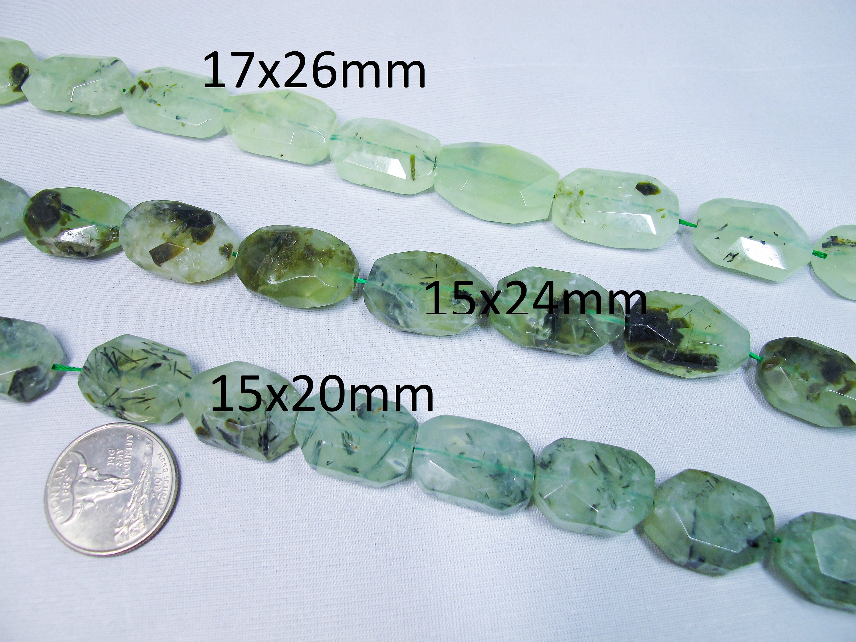 Natural Prehnite Faceted Nugget Beads. Green Gemstone Beads 20-25mm. Healing Stone Beads