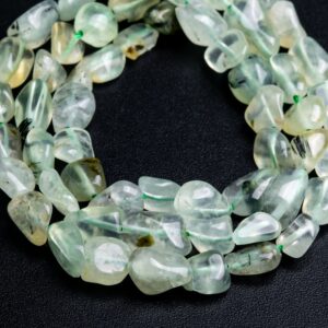 Natural Light Green Prehnite Gemstone Grade A Pebble Nugget 7-9mm Loose Beads