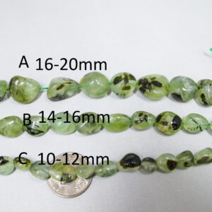 Natural prehnite nugget beads 10x12 mm/14x16mm/16x20mm. Green gemstone pebble beads. Healing stone beads 16''