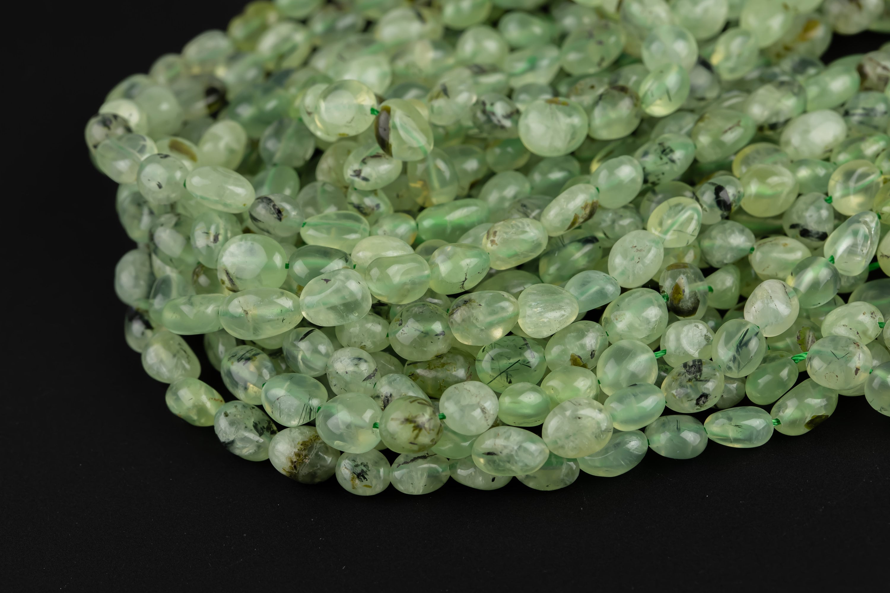 Natural Prehnite Nuggets Beads Grade Aaa - Around 5x8mm In Dimensions -16 Inch Strand - Wholesale Pricing Gemstone Beads