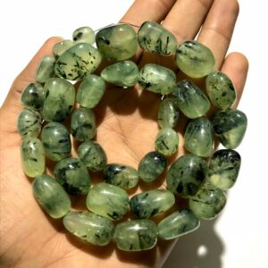 Natural Prehnite Smooth Nuggets Beads 23” Prehnite Smooth Nuggets Shape Beads 11mm To 15mm Green Prehnite Gemstone Beads Semiprecious Beads