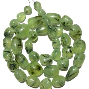 Natural Prehnite Smooth Nuggets Beads 24” Prehnite Smooth Nuggets Shape Beads 11mm To 15mm Green Prehnite Gemstone Beads Semiprecious Beads
