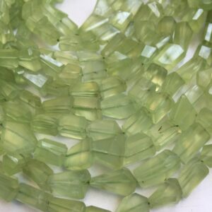 Natural Prehnite Faceted Tumble Shape Gemstone Beads Size- 6.5x6-14x10 mm, 10 Inch Strand For Making Jewelry