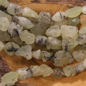 Prehnite Nugget Shaped Non-Polished Gemstone Bead-18mm x 12mm~~ -15.5 inch strand-