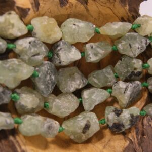 Prehnite Nugget Shaped Non-Polished Gemstone Bead-18mm x 12mm~~ -15.5 inch strand-