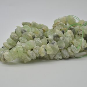 Raw Prehnite Gemstone Nugget Beads - 8mm - 10mm - 15" Strand