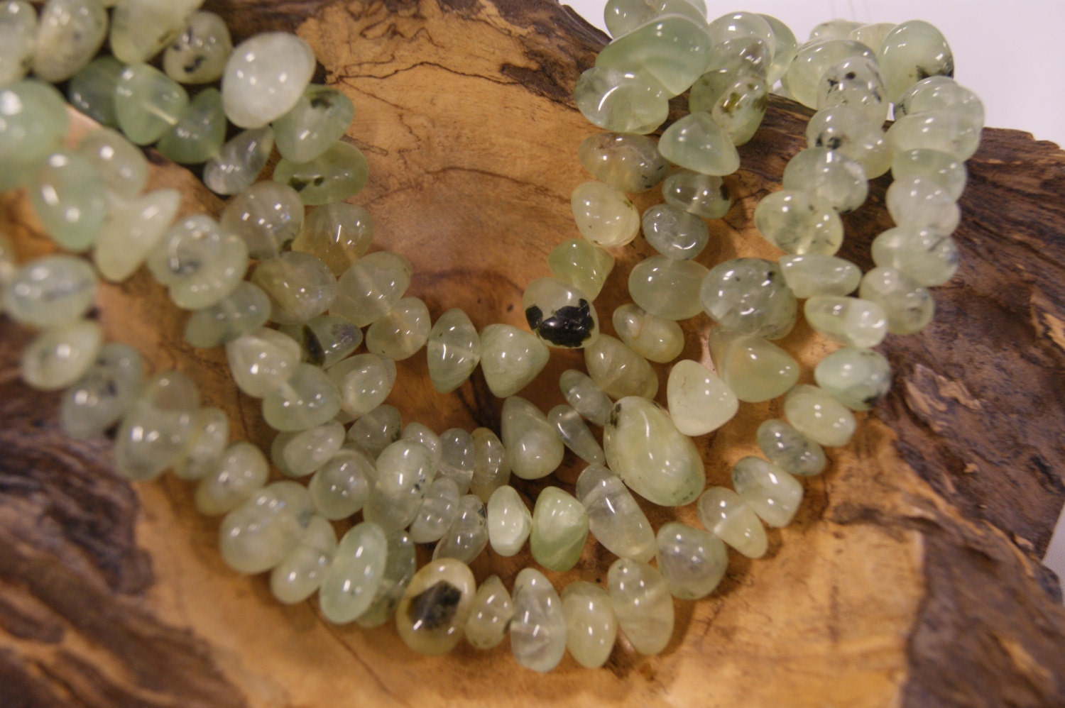 Prehnite Smooth Nugget Shaped Natural Gemstone Bead-6mm Up To 14mm~ -15.5 Inch Strand-