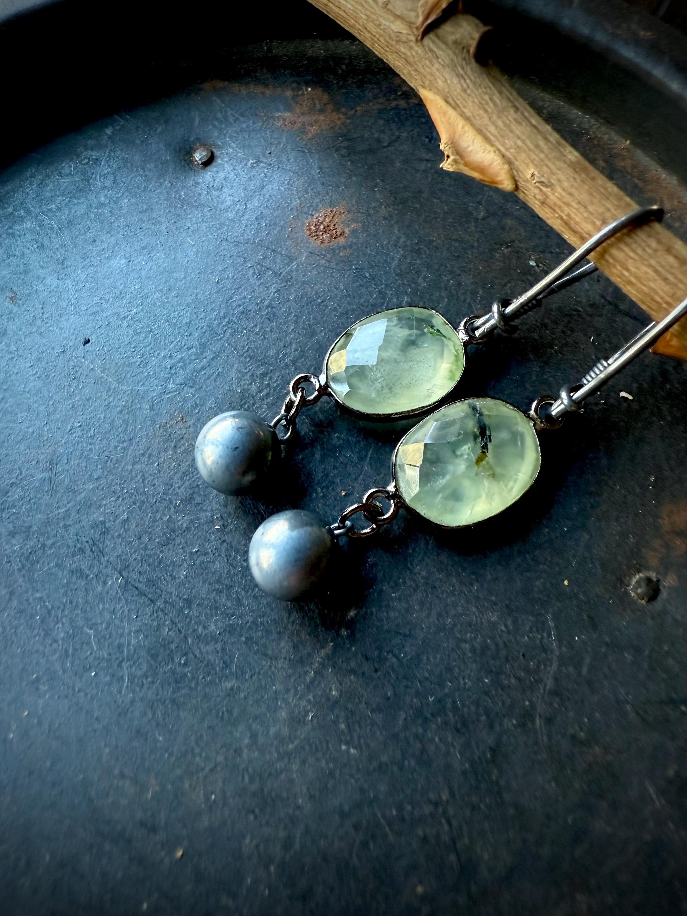 Prehnite Earrings, Dangle Earrings, Green Stone Earrings Prehnite Earrings, Dangle Earrings, Green Stone Earrings