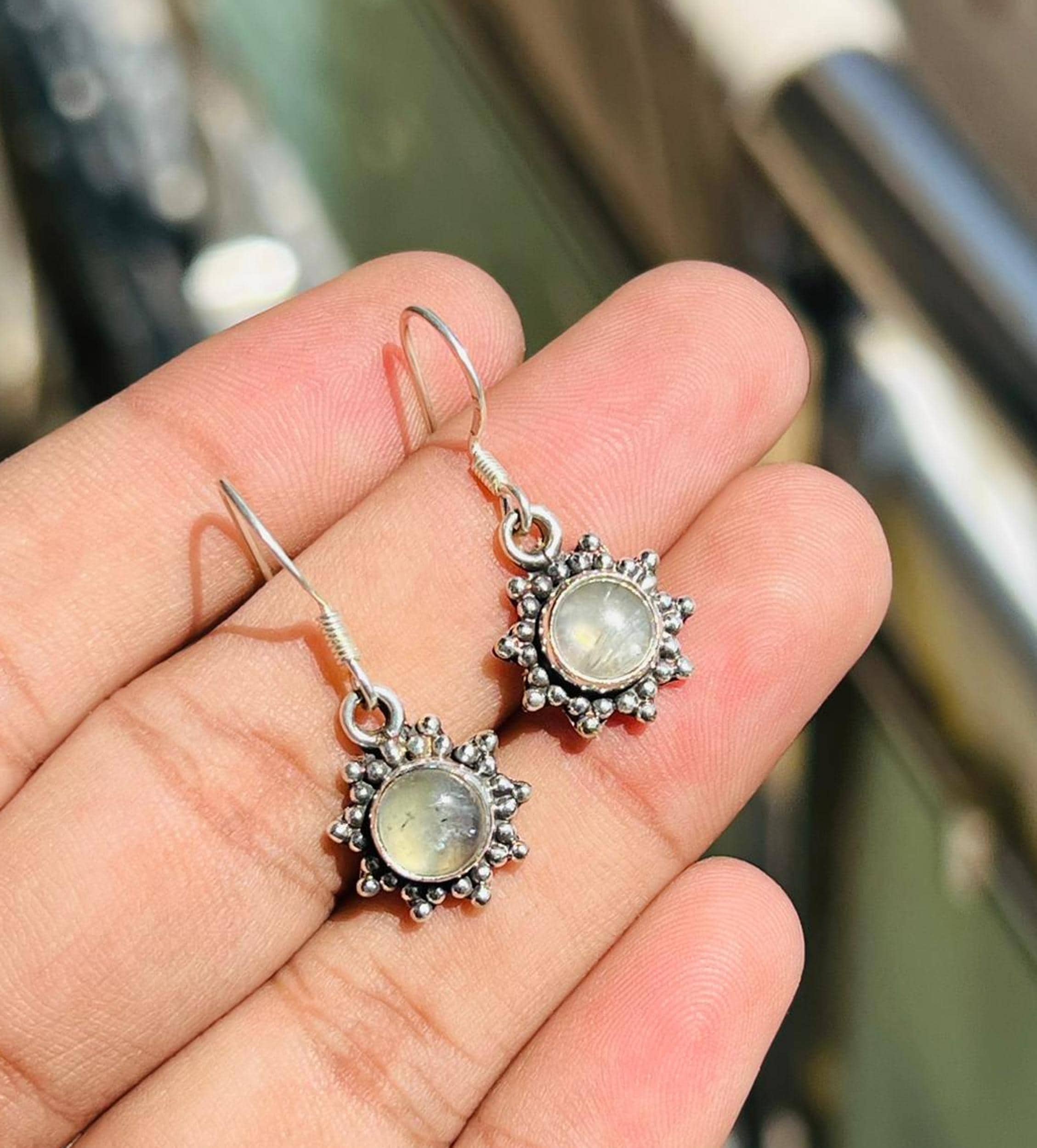 Prehnite Gemstone Earring 925 Sterling Silver Handmade Earring Women Jewelry Christmas Gift