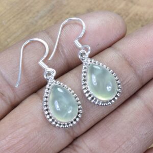 Green Prehnite Sterling Silver Earrings: Handmade Gemstone Jewelry