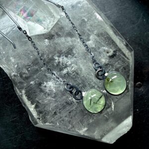Prehnite earrings, long earrings, dangle earrings, green stone earrings