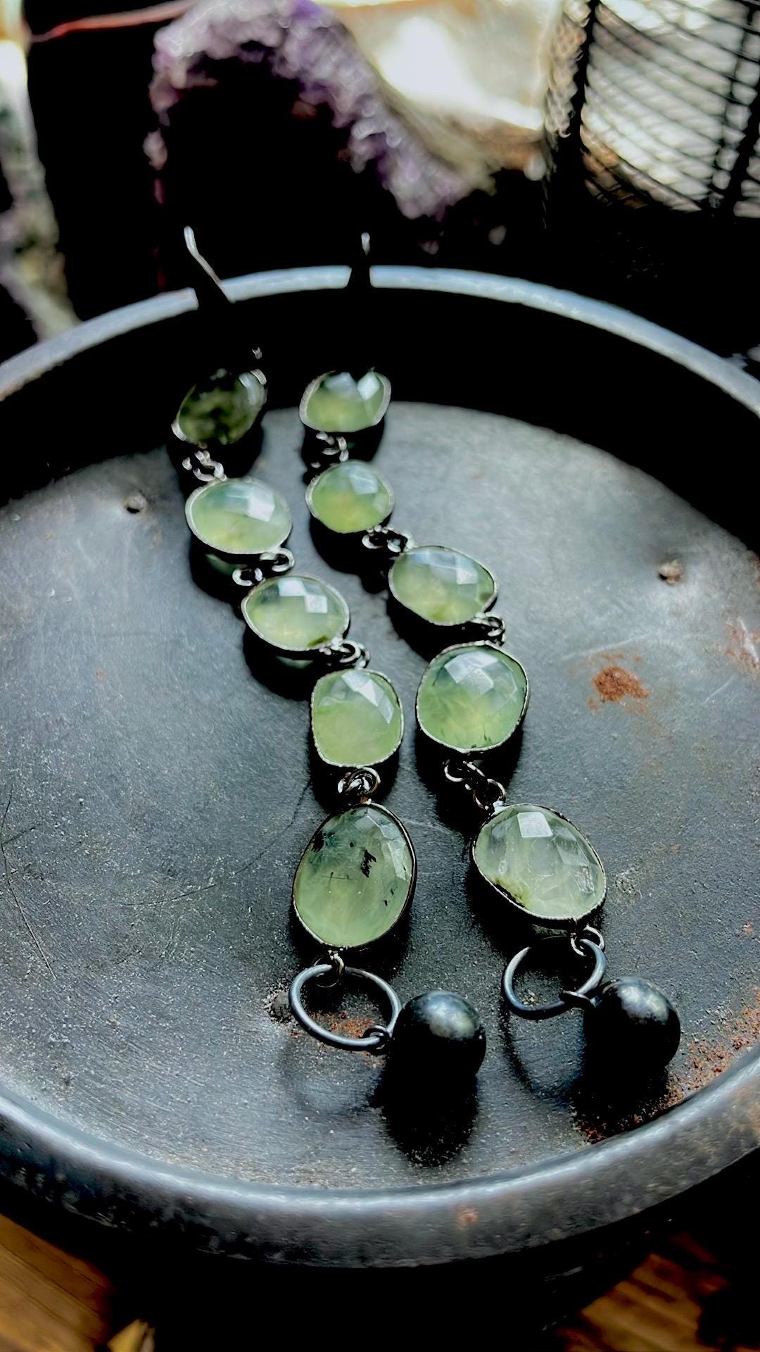 Prehnite Earrings, Long Earrings, Dangle Earrings, Green Stone Earrings Prehnite Earrings, Long Earrings, Dangle Earrings, Green Stone Earrings