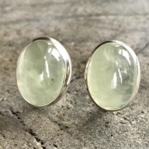 Prehnite Earrings, Natural Prehnite, May Birthstone, Healing Stones, Green Earrings, Vintage Earrings, Green Stone, Huge Stone, Solid Silver