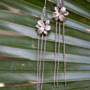 Prehnite Sterling Silver Floral Earrings: Dangle Boho Style