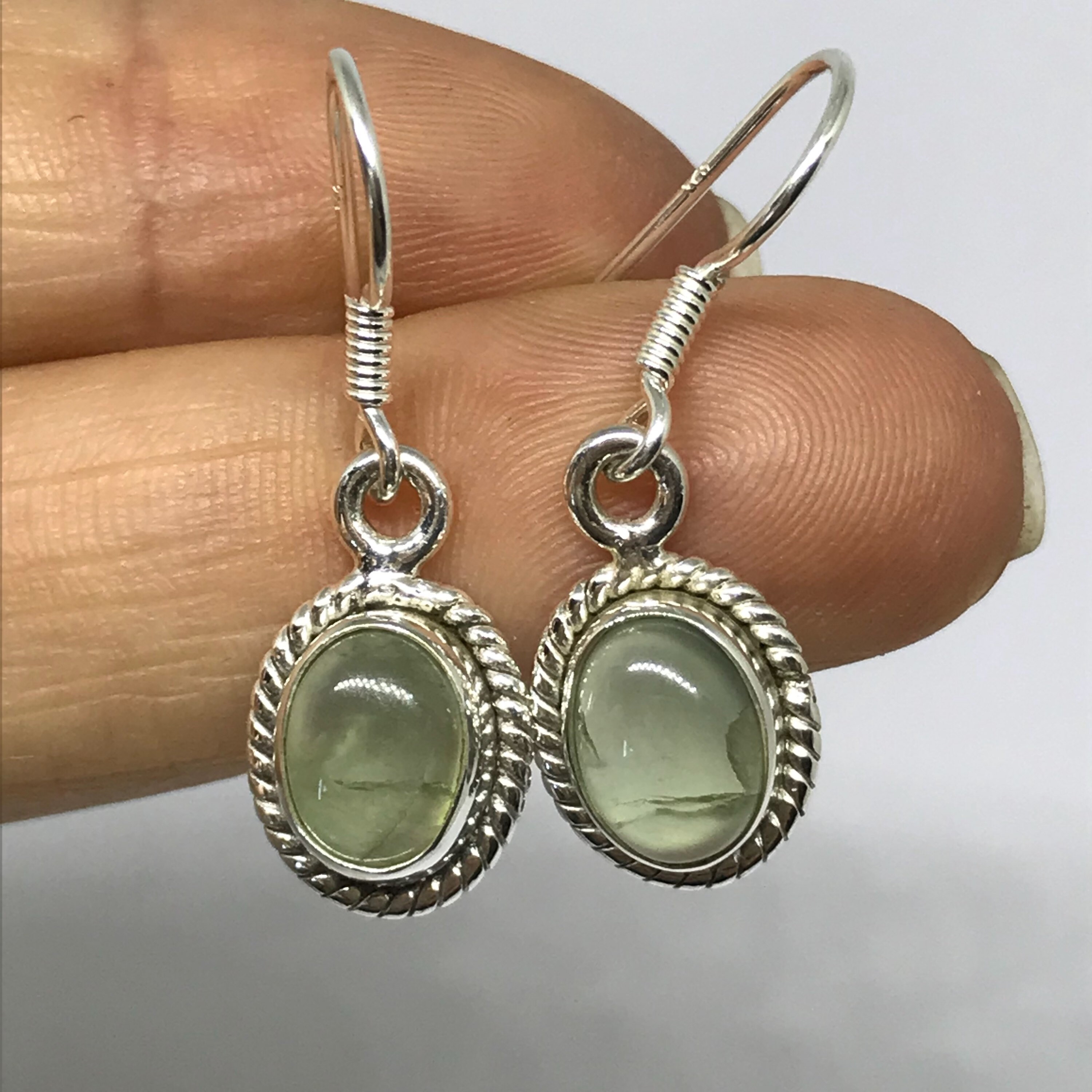 Prehnite Earrings - Sterling Silver - Greenstone Jewelry - Prehnite Jewelry - Light Green Stone Jewelry - Birthstone Jewelry - Handmade Prehnite Earrings - Sterling Silver - Greenstone Jewelry - Prehnite Jewelry - Light Green Stone Jewelry - Birthstone Jewelry - Handmade