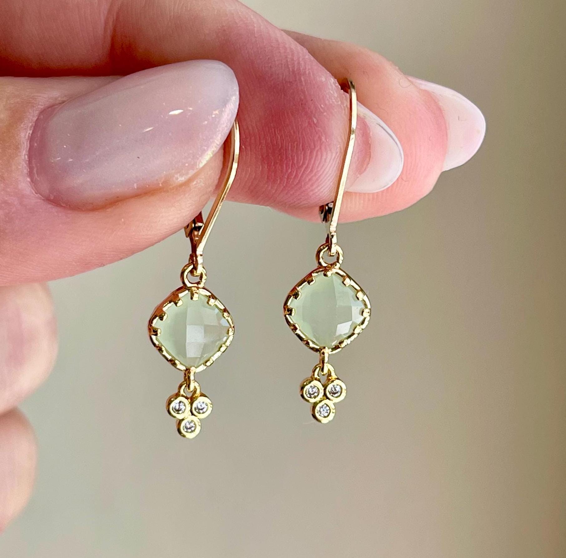 Prehnite Earrings, Tiny Diamond Shape Mint Green Earrings In Gold Or Silver, Small Lime Sage Dangle Drop Summer Jewelry, Gift For Women Prehnite Earrings, Tiny Diamond Shape Mint Green Earrings In Gold Or Silver, Small Lime Sage Dangle Drop Summer Jewelry, Gift For Women