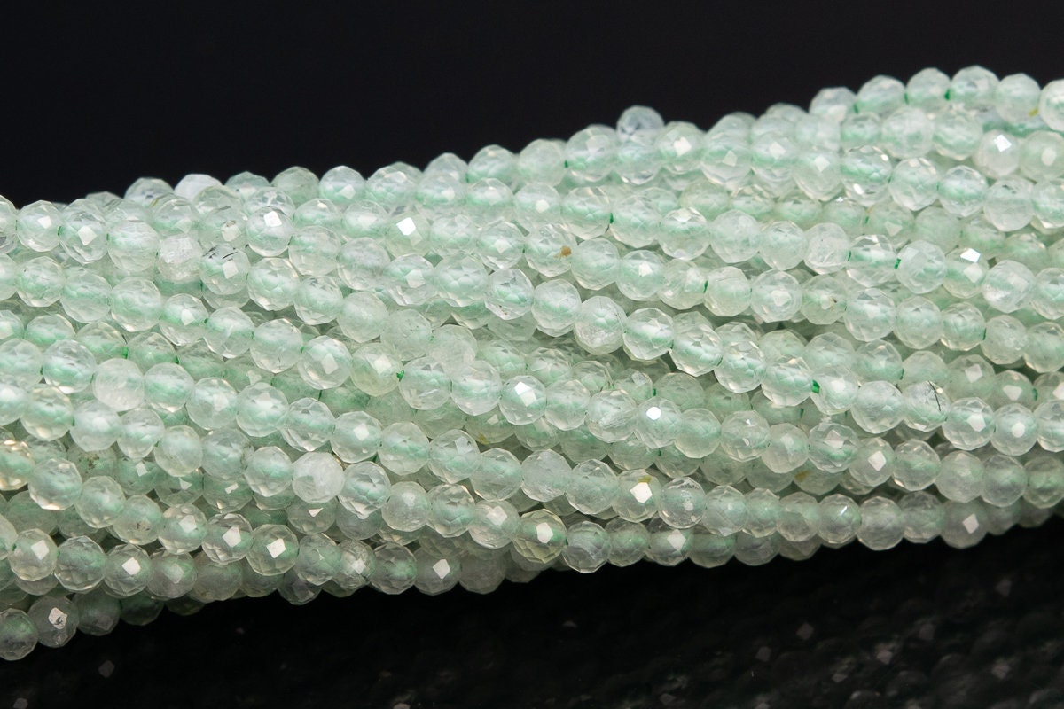 1-2mm Green Prehnite Beads Grade Aaa Genuine Natural Gemstone Full Strand Faceted Round Loose Beads 15" Bulk Lot Options (110675-3216)